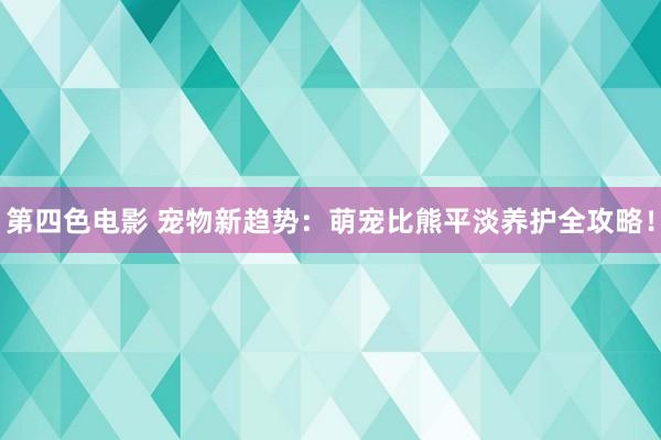 第四色电影 宠物新趋势：萌宠比熊平淡养护全攻略！