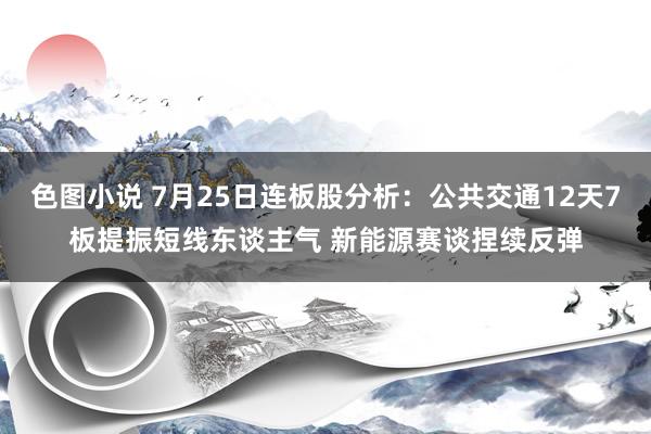 色图小说 7月25日连板股分析：公共交通12天7板提振短线东谈主气 新能源赛谈捏续反弹