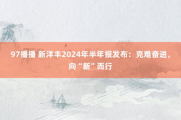 97播播 新洋丰2024年半年报发布：克难奋进，向“新”而行