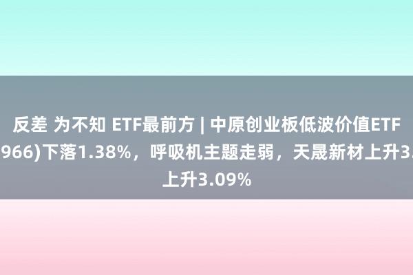 反差 为不知 ETF最前方 | 中原创业板低波价值ETF(159966)下落1.38%，呼吸机主题走弱，天晟新材上升3.09%