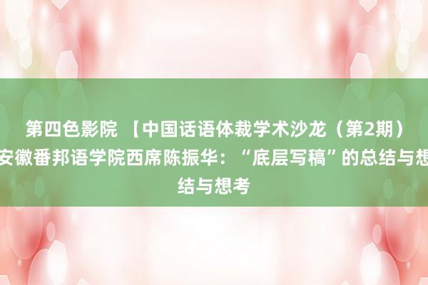 第四色影院 【中国话语体裁学术沙龙（第2期）】安徽番邦语学院西席陈振华：“底层写稿”的总结与想考